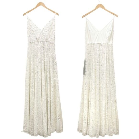 NWT ASOS Ivory Sequined Beaded Josie Backless Cami Maxi Wedding Dress Size 6 NEW - Picture 16 of 16